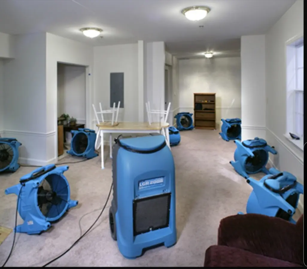 Air movers and dehumidifier setup for Water Extraction & Removal in D'Iberville